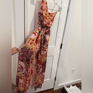 Vibrant Floral One-Shoulder Jumpsuit